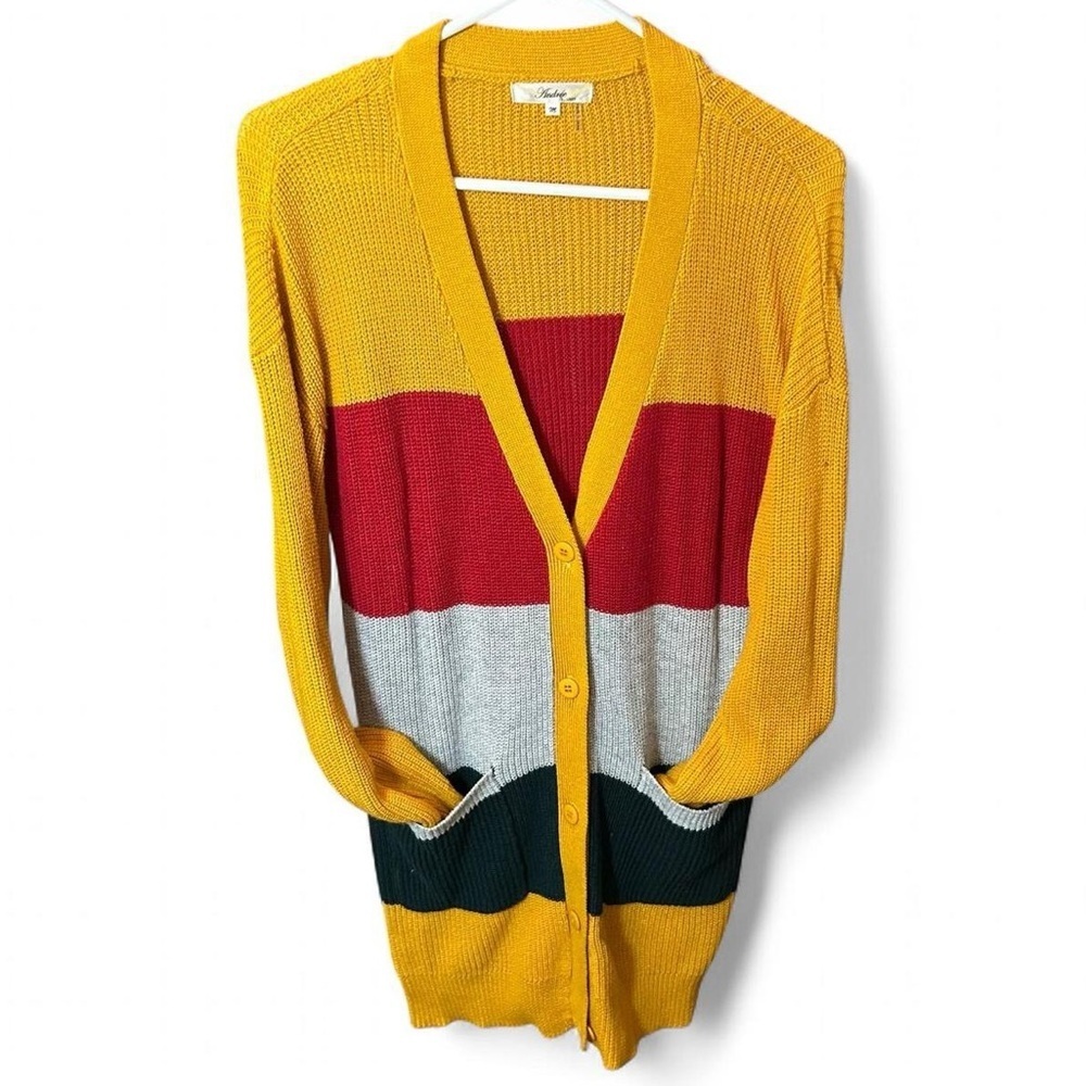 Oversized Striped Sweater Cardigan | Size M 🍁